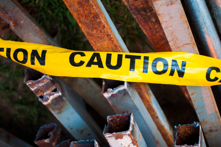 Yellow and black tape caution sign