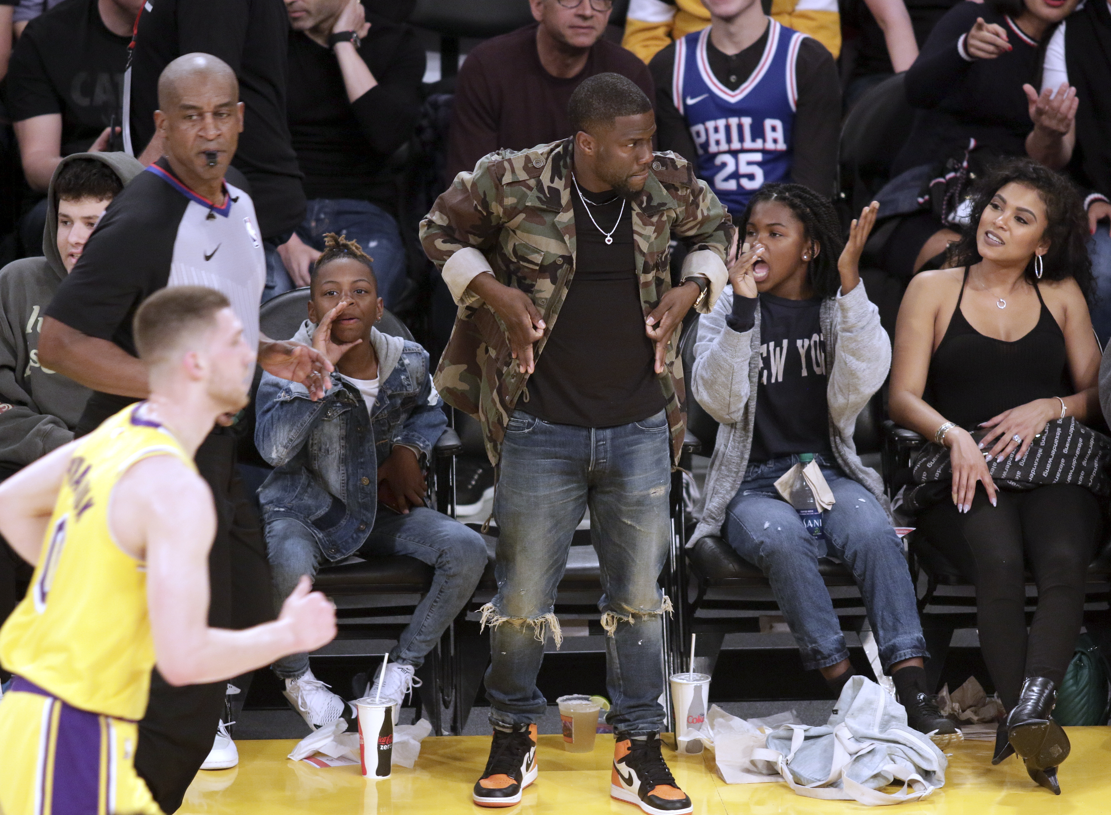Celebrities Attend Los Angeles Lakers vs Philadelphia 76ers game