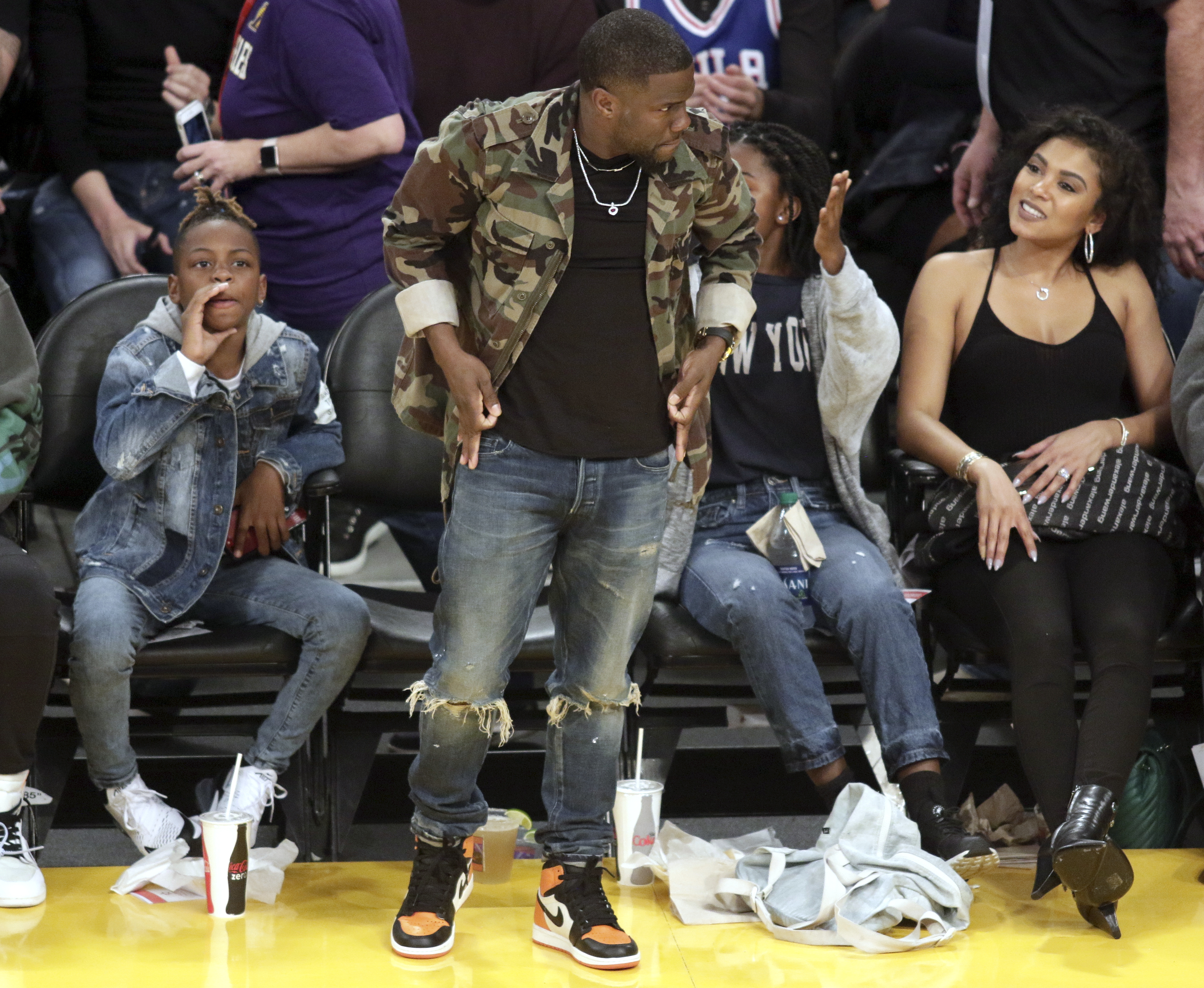 Celebrities Attend Los Angeles Lakers vs Philadelphia 76ers game
