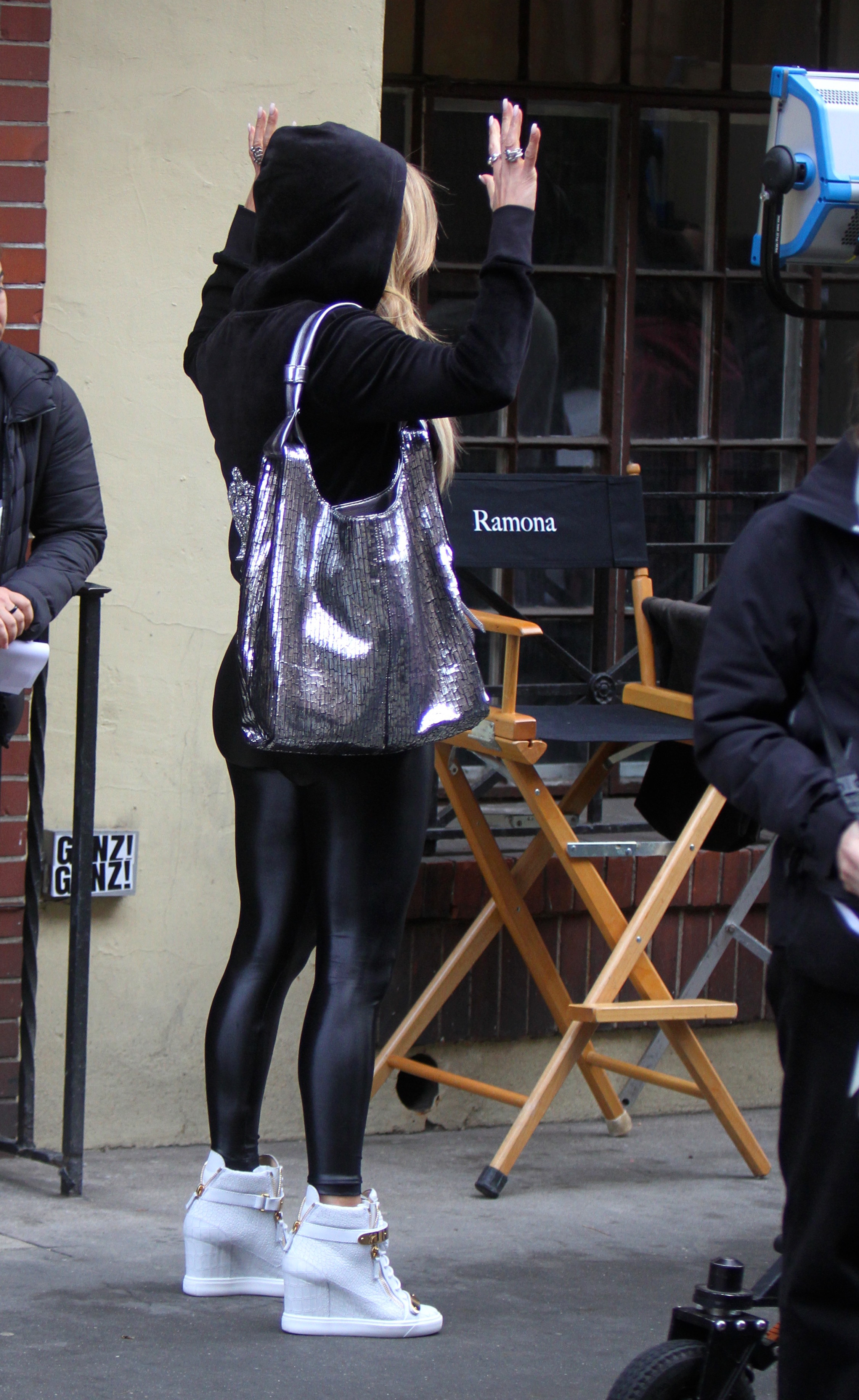 Jennifer Lopez films a scene