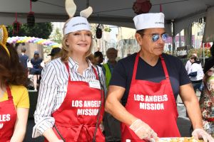 The Los Angeles Mission Hosts Easter For The Homeless held at the LA Mission.
