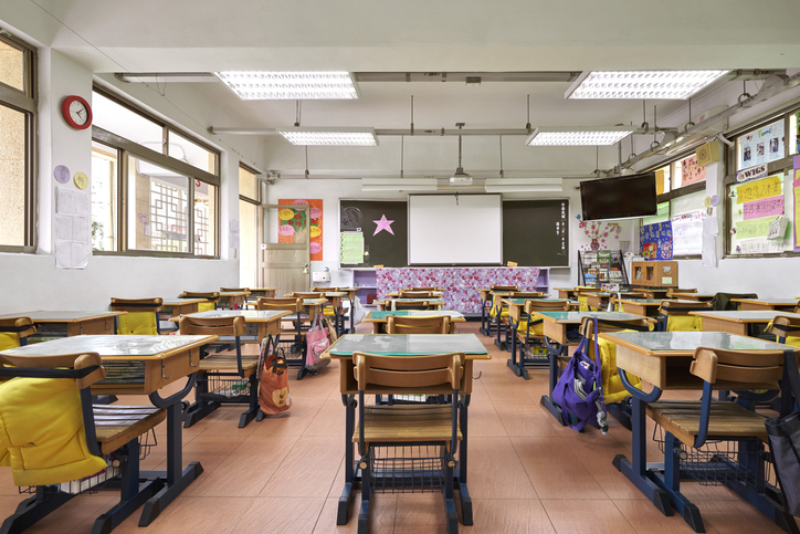 Interior of classroom in elementary school
