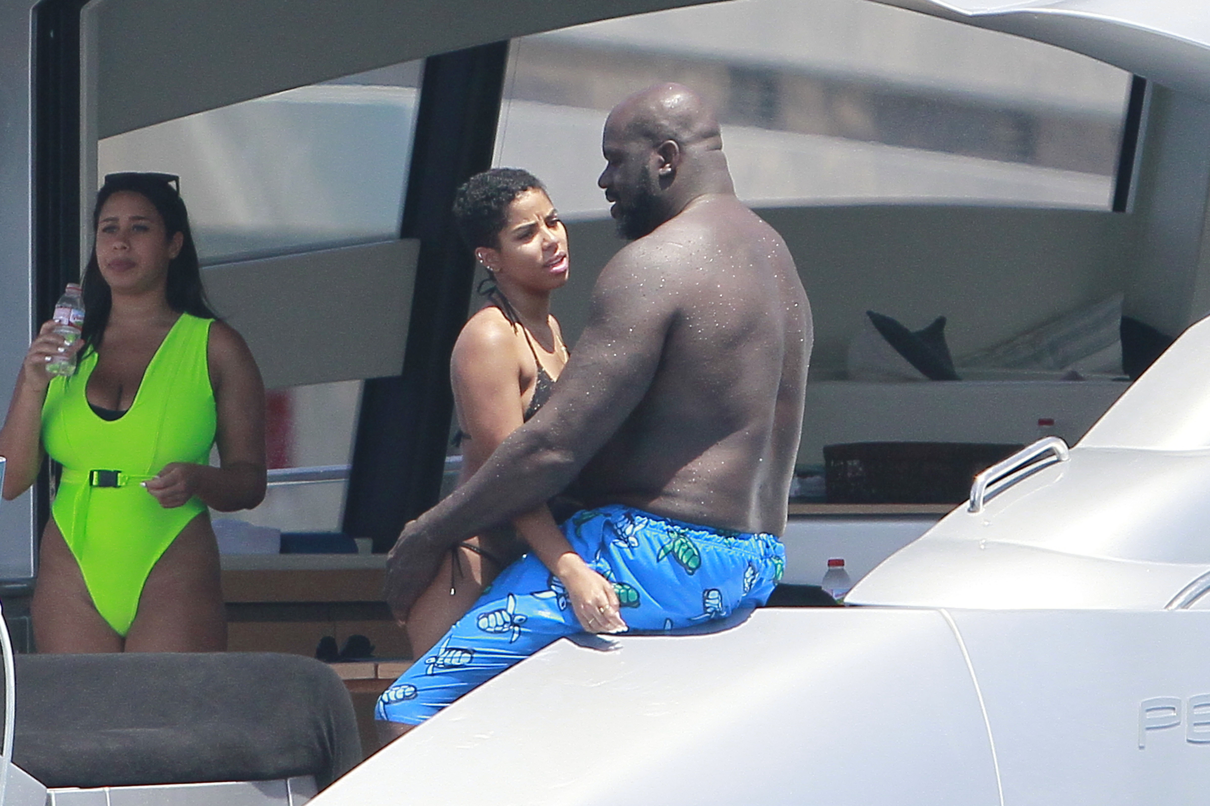 Shaquille O'Neal goes swimming in Formentera, Spain with new girlfriend