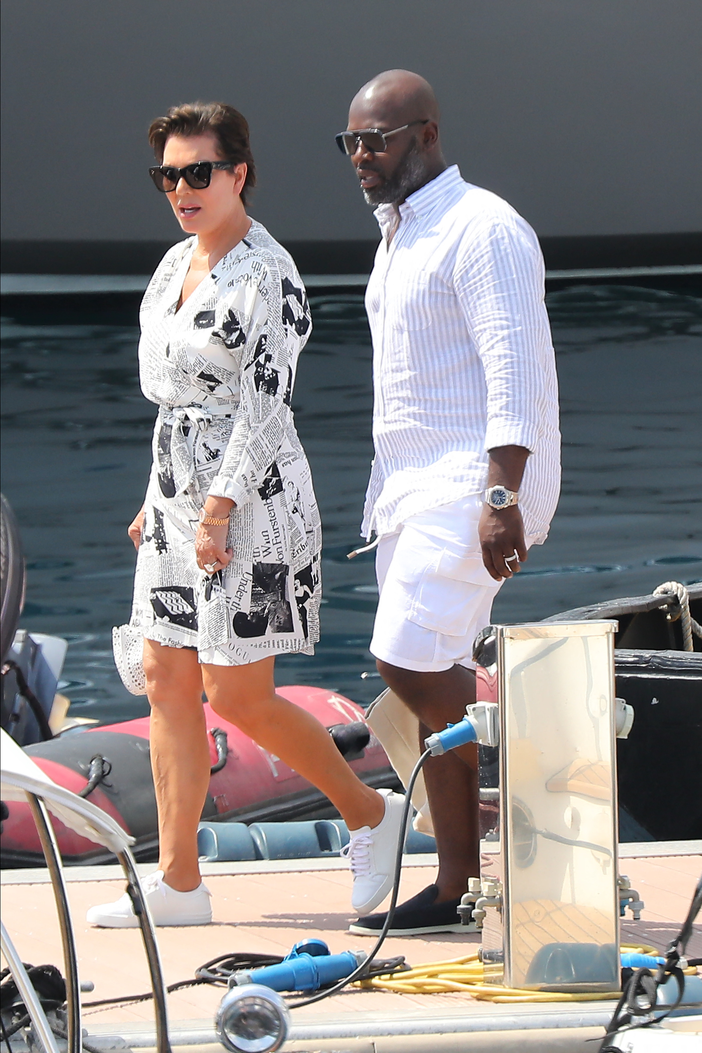 Kris Jenner and Corey Gamble boat in Monaco after shopping