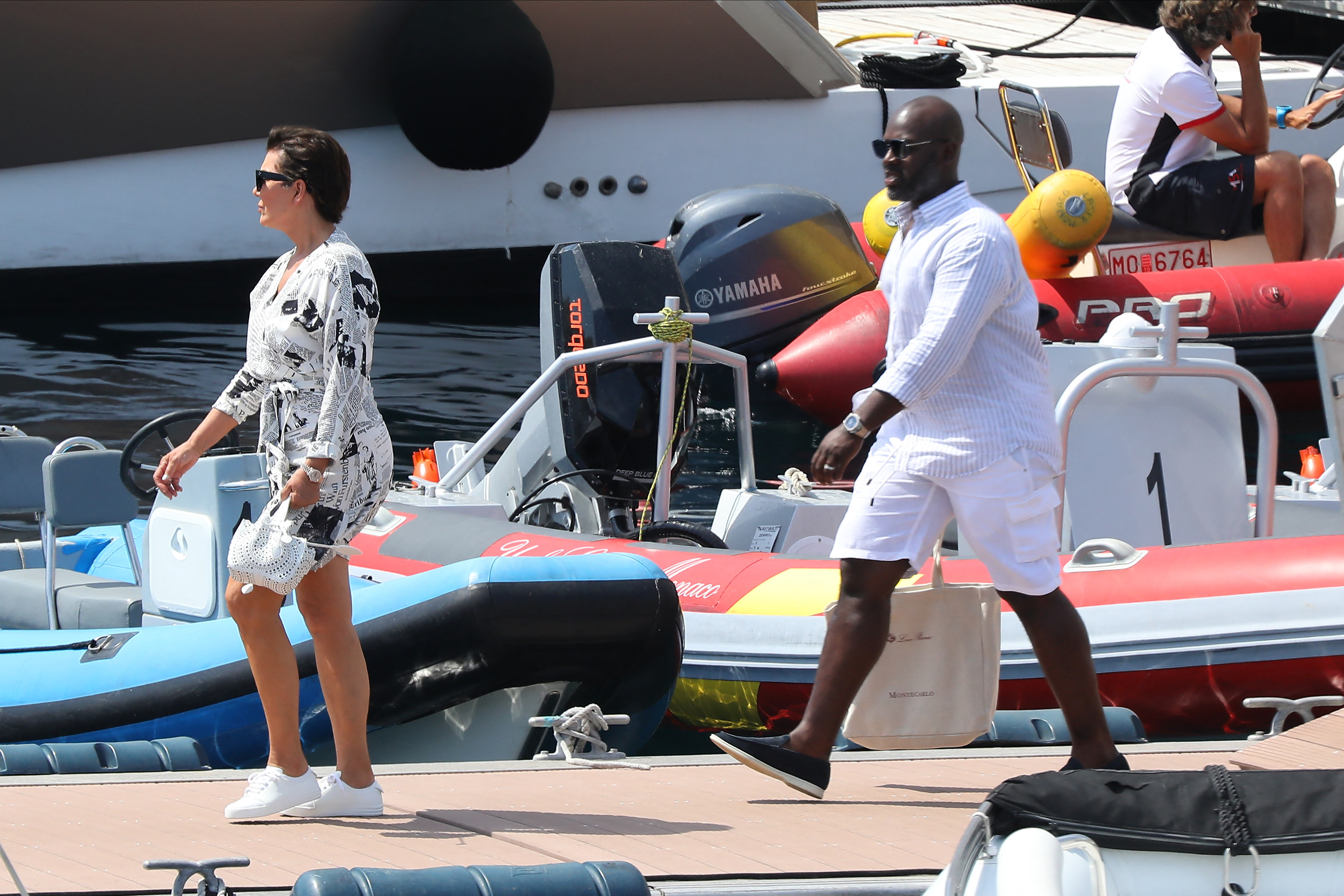 Kris Jenner and Corey Gamble boat in Monaco after shopping