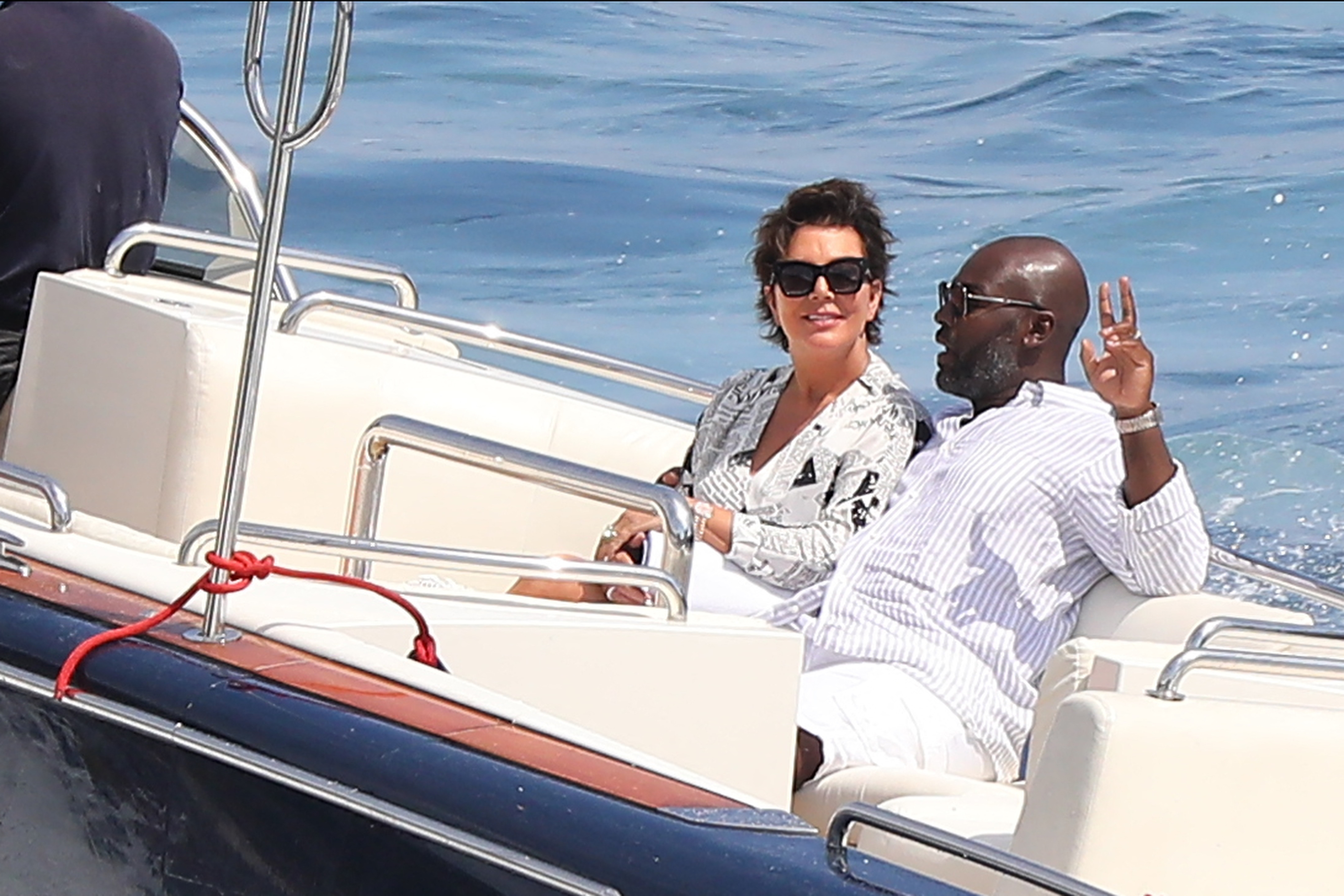 Kris Jenner and Corey Gamble boat in Monaco after shopping