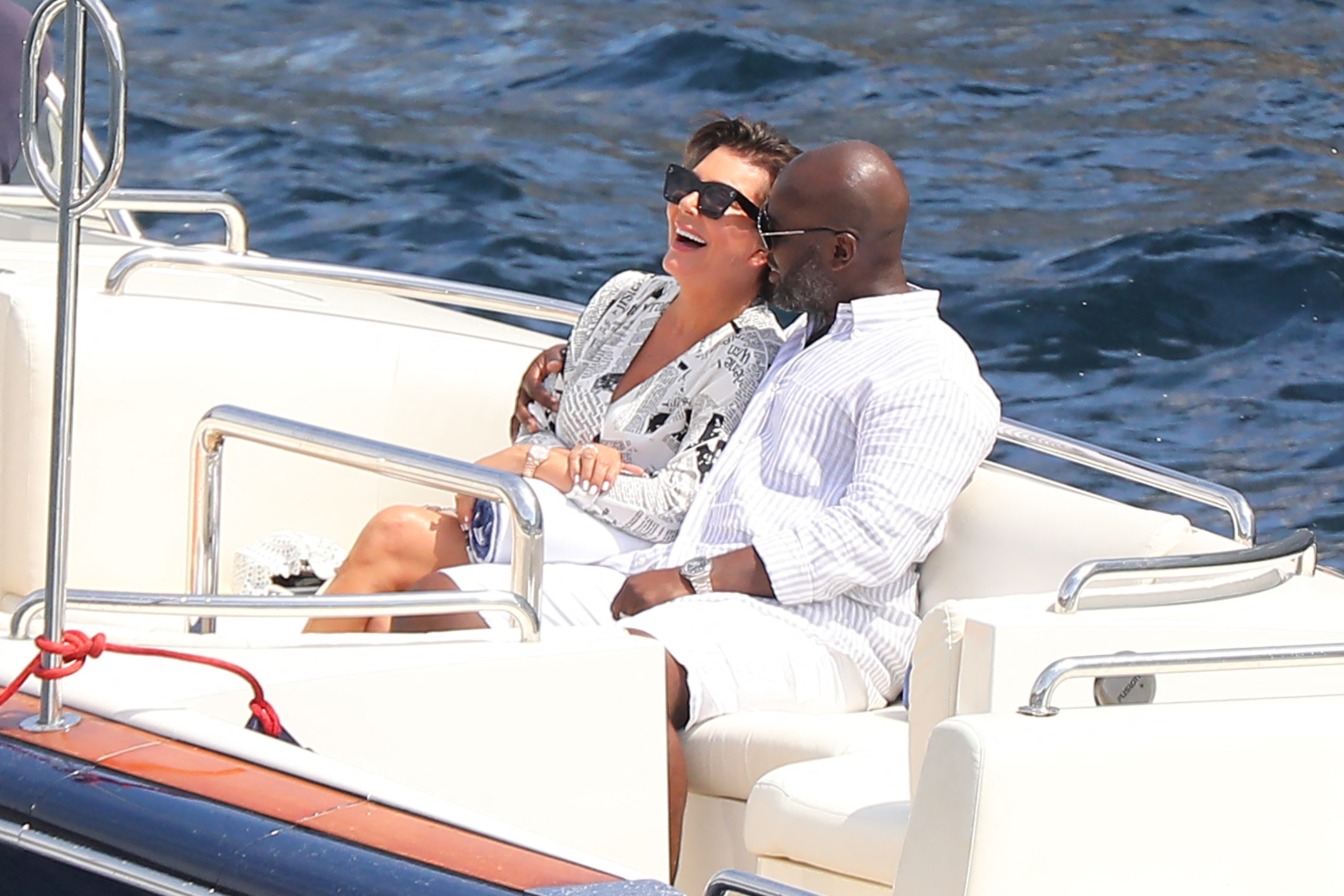 Kris Jenner and Corey Gamble boat in Monaco after shopping