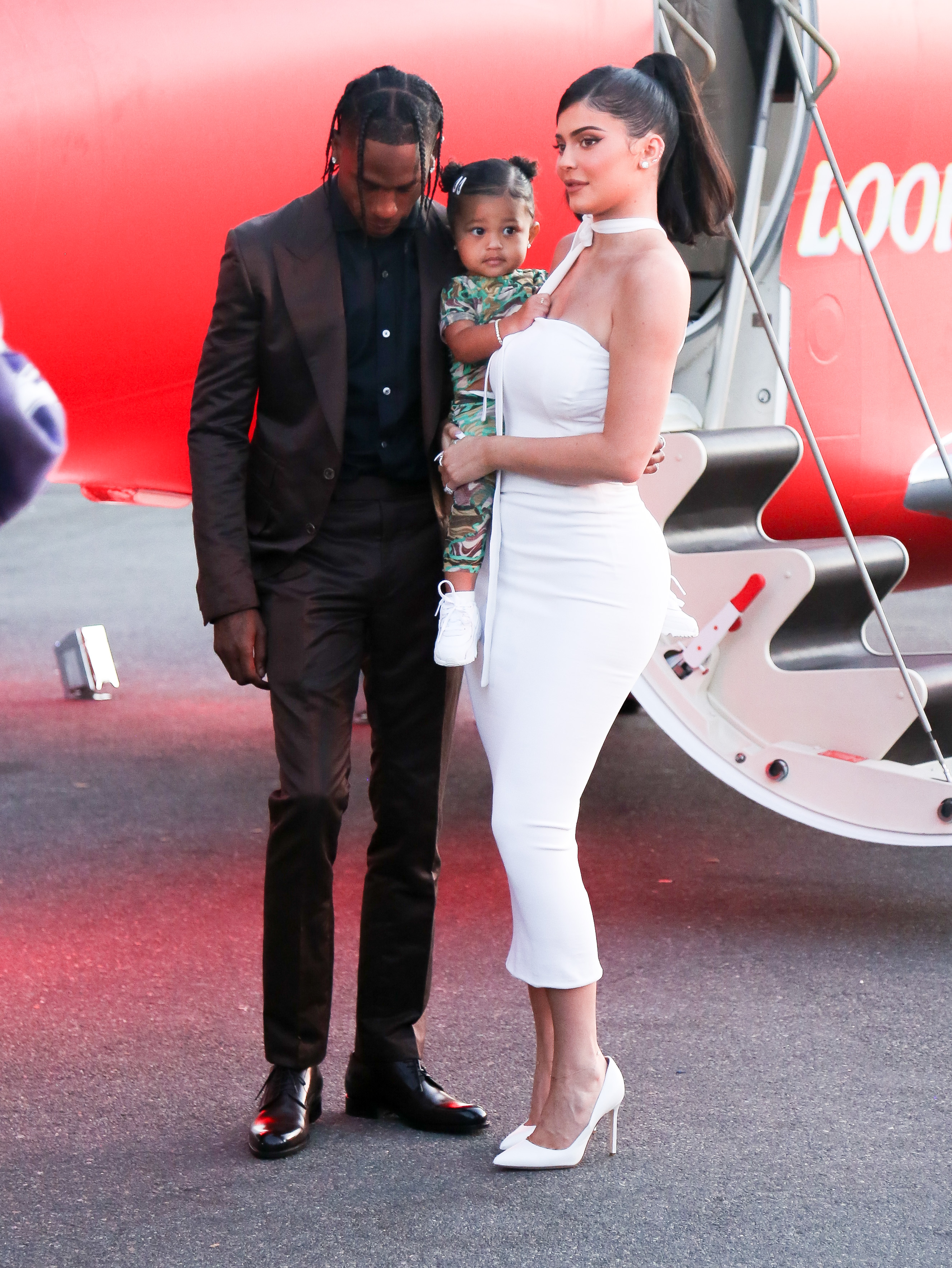 Stormi Webster, Travis Scott and Kylie Jenner
