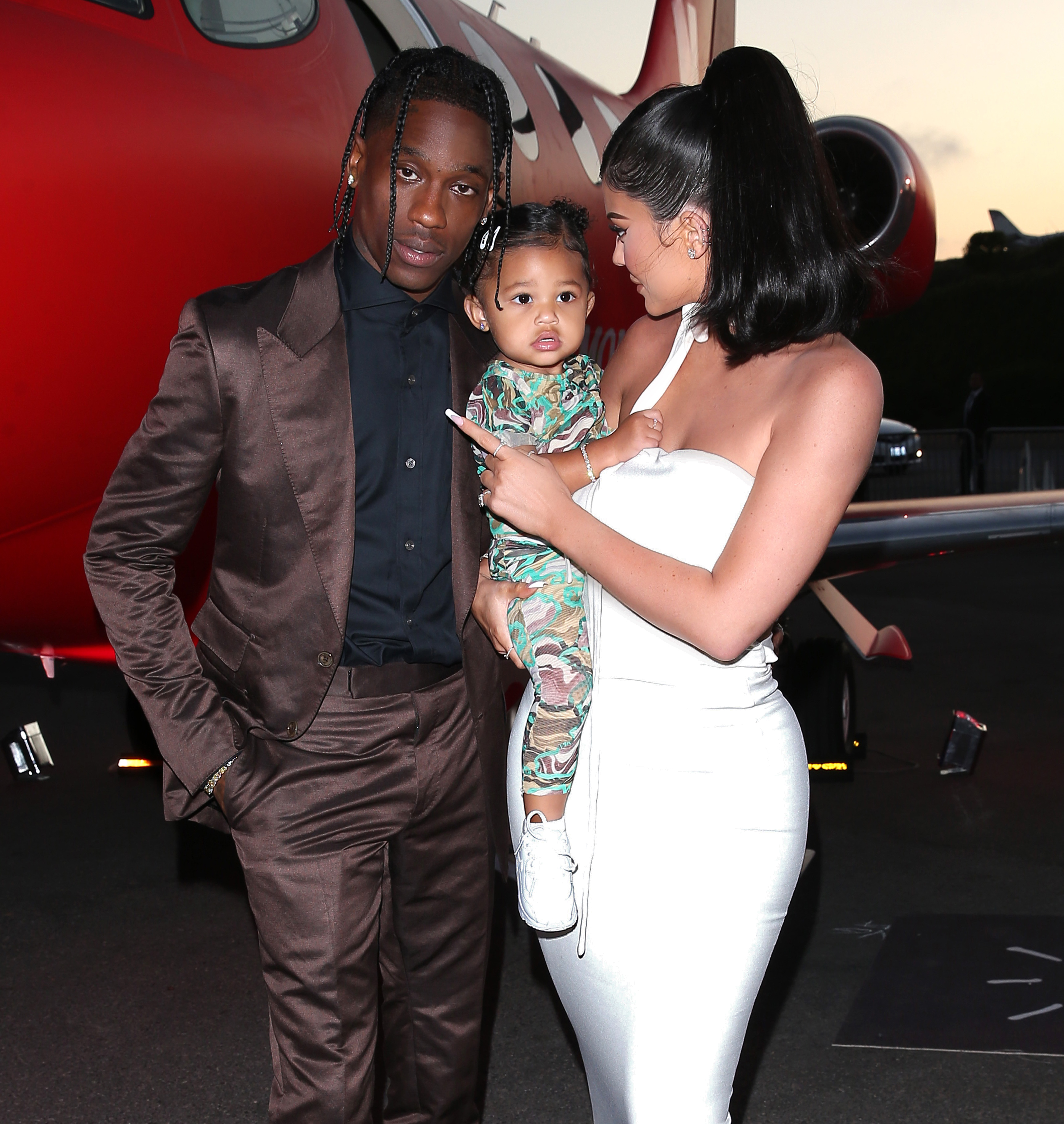 Stormi Webster, Travis Scott and Kylie Jenner