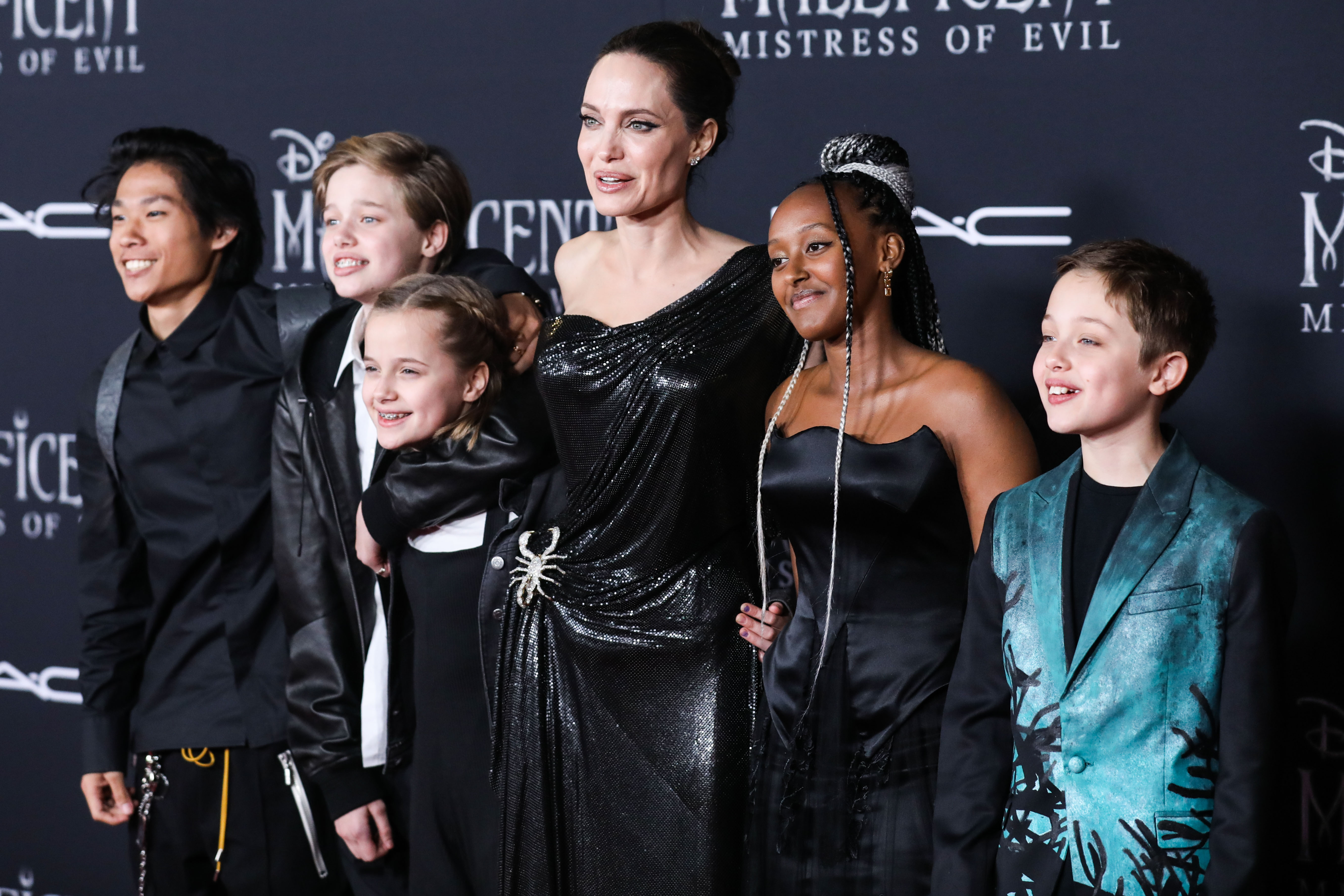 Angelina Jolie and family at the Maleficient Premiere