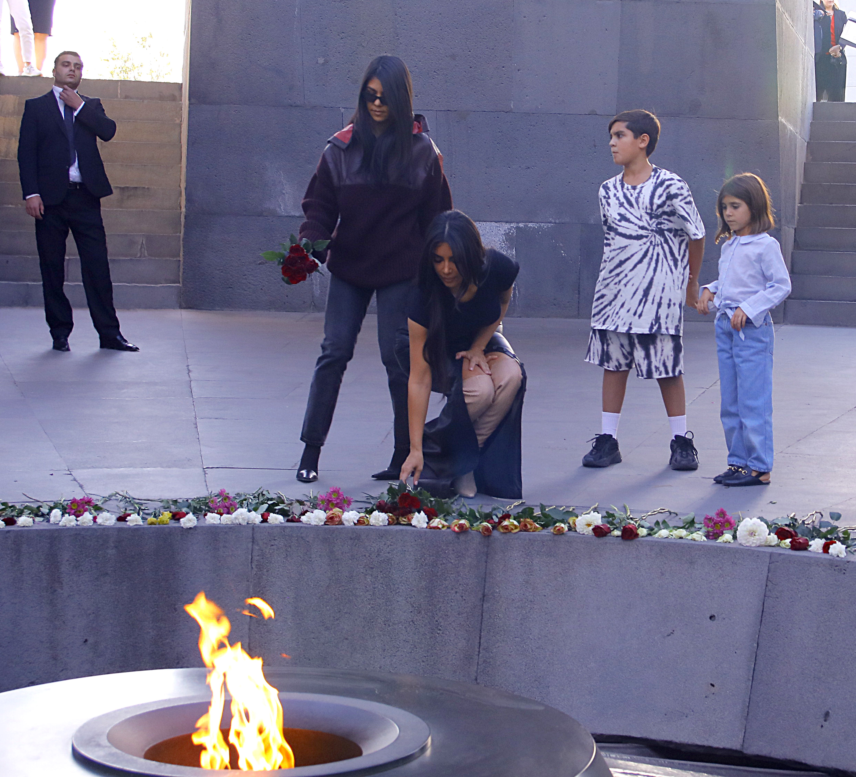 Kim and Kourtney Kardashian visit the Genocide Memorial in Armenia
