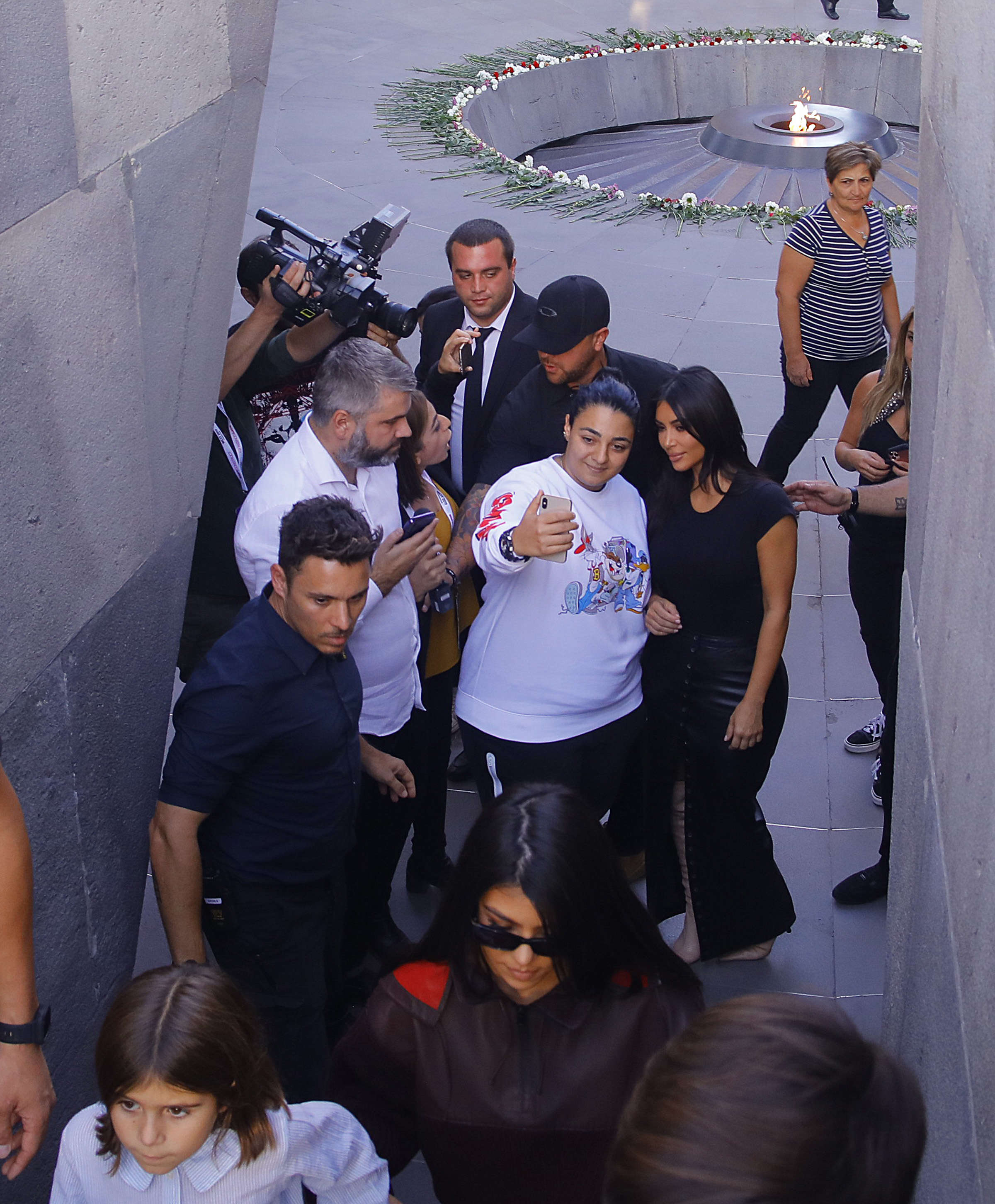 Kim and Kourtney Kardashian visit the Genocide Memorial in Armenia