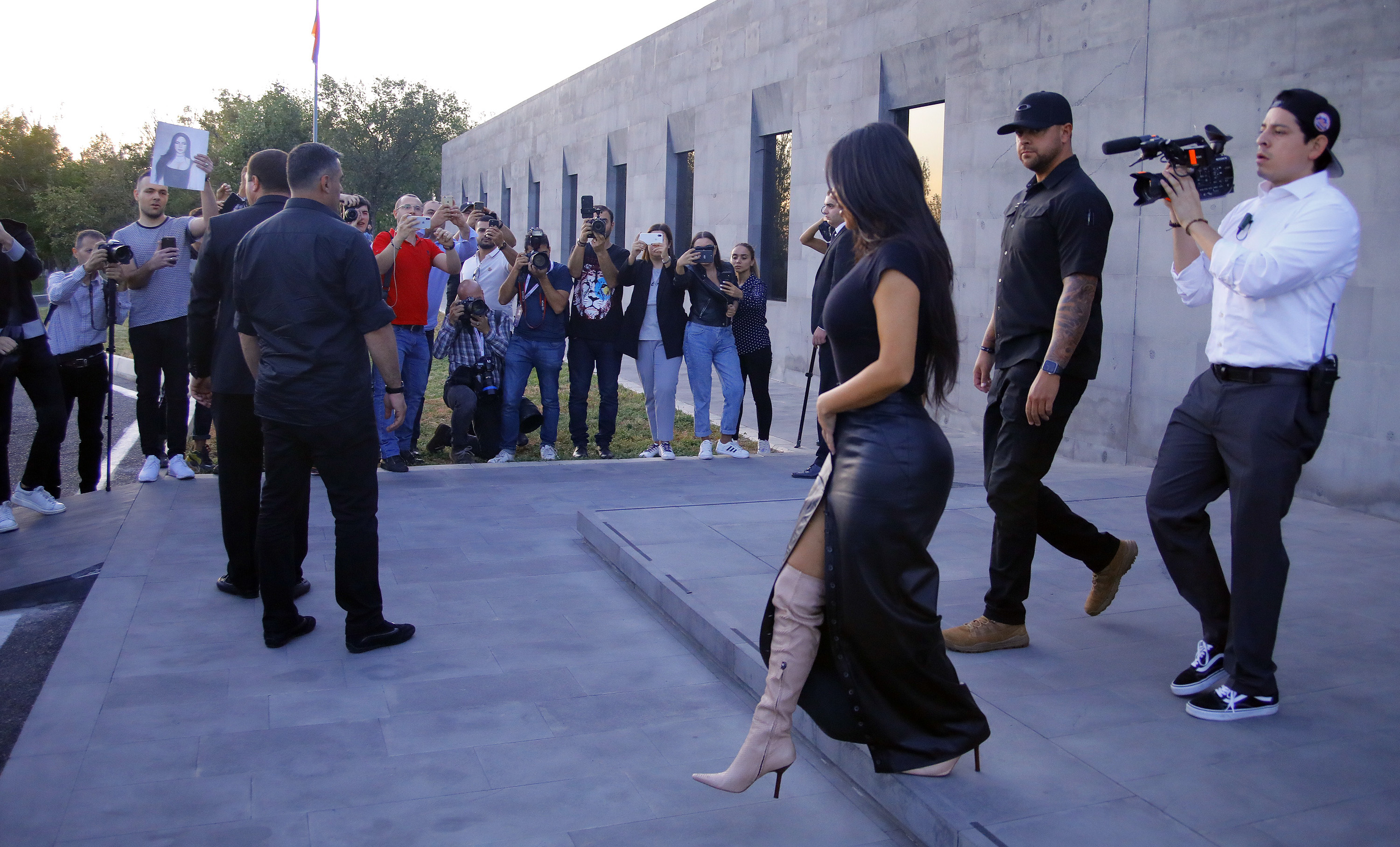 Kim and Kourtney Kardashian visit the Genocide Memorial in Armenia