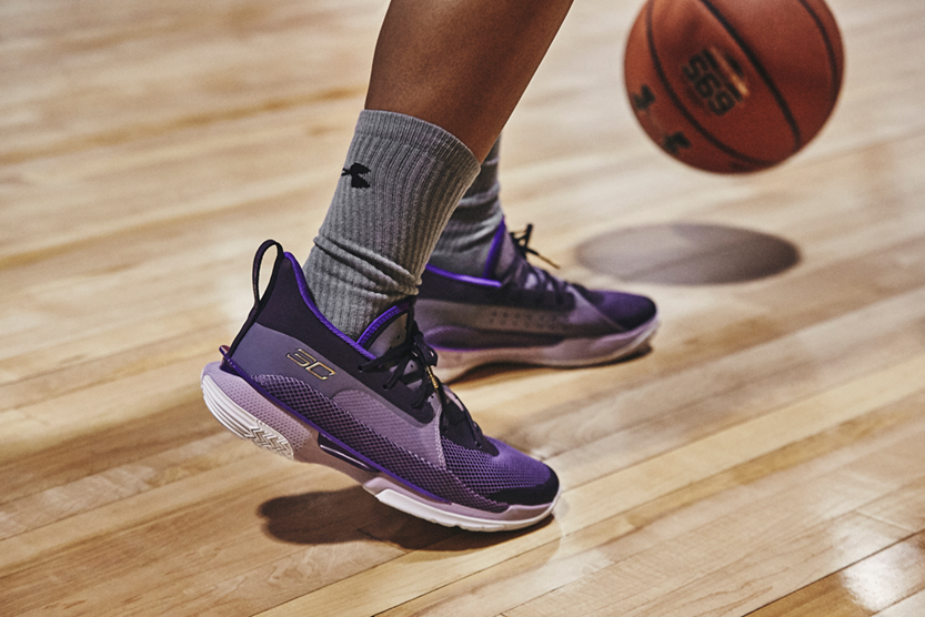 Stephen Curry and Storm Reid Collaborate for new Bamazing Colorway for his Curry 7 Under Armour shoes