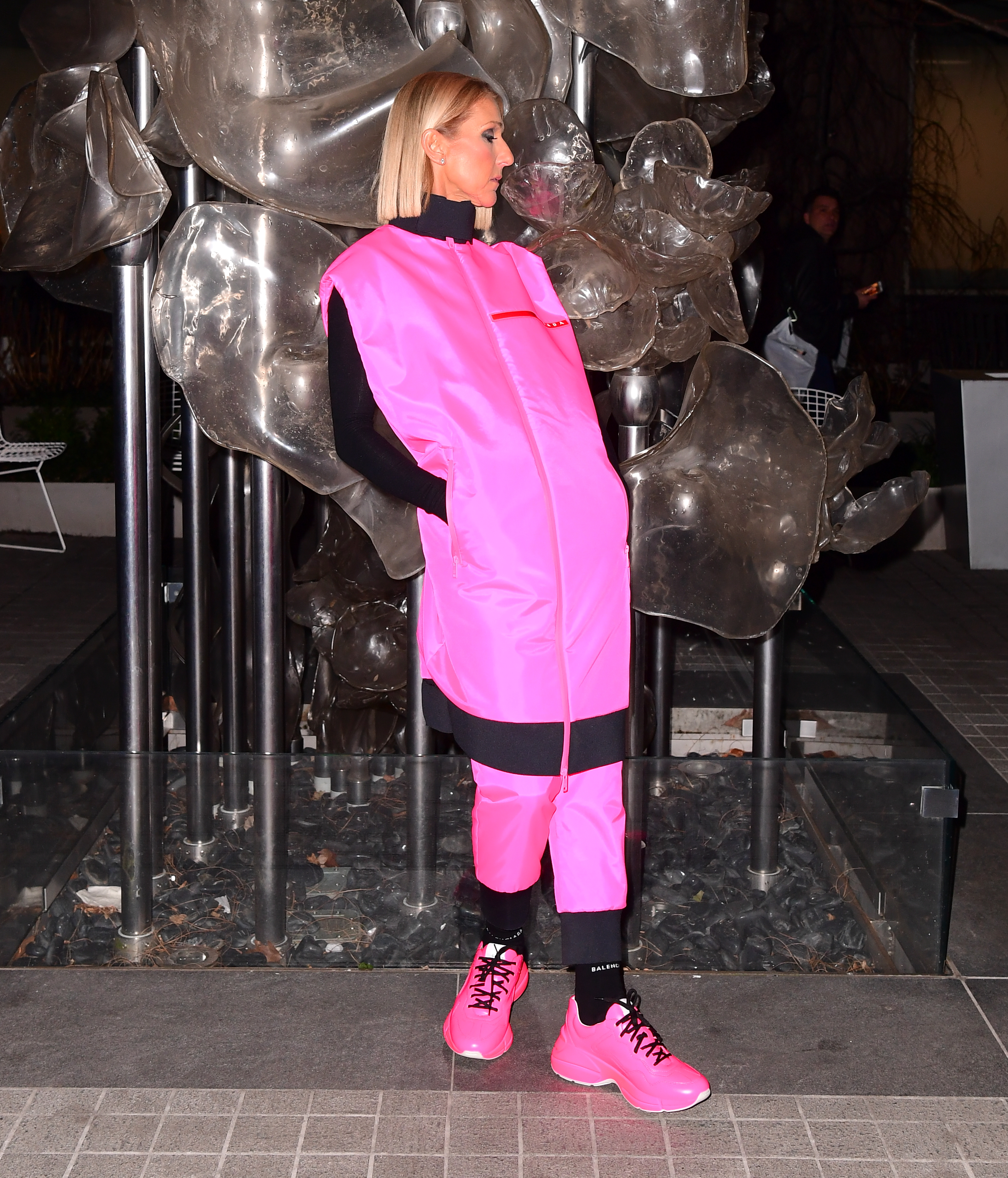 Celine Dion wears hot pink Prada