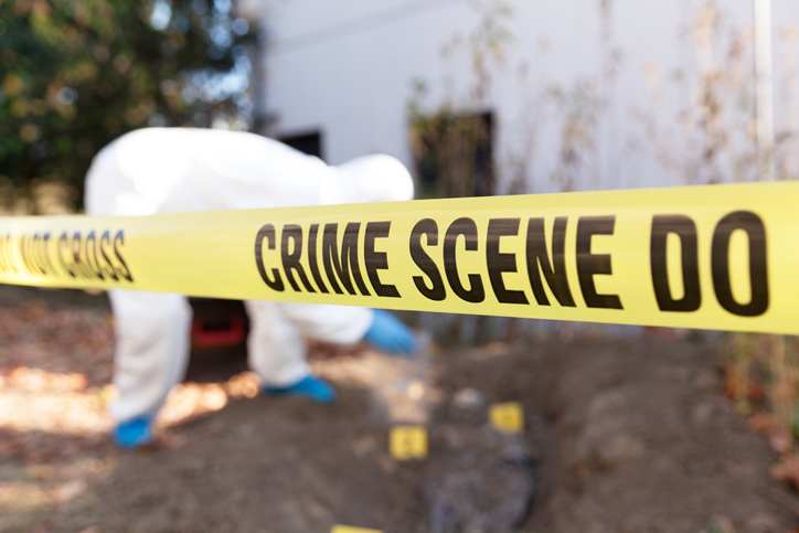 Close-Up Of Cordon Tape On Crime Scene