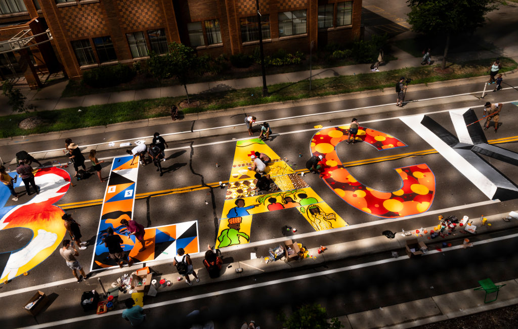 Artists Paint Black Lives Matter Mural On Minneapolis Street
