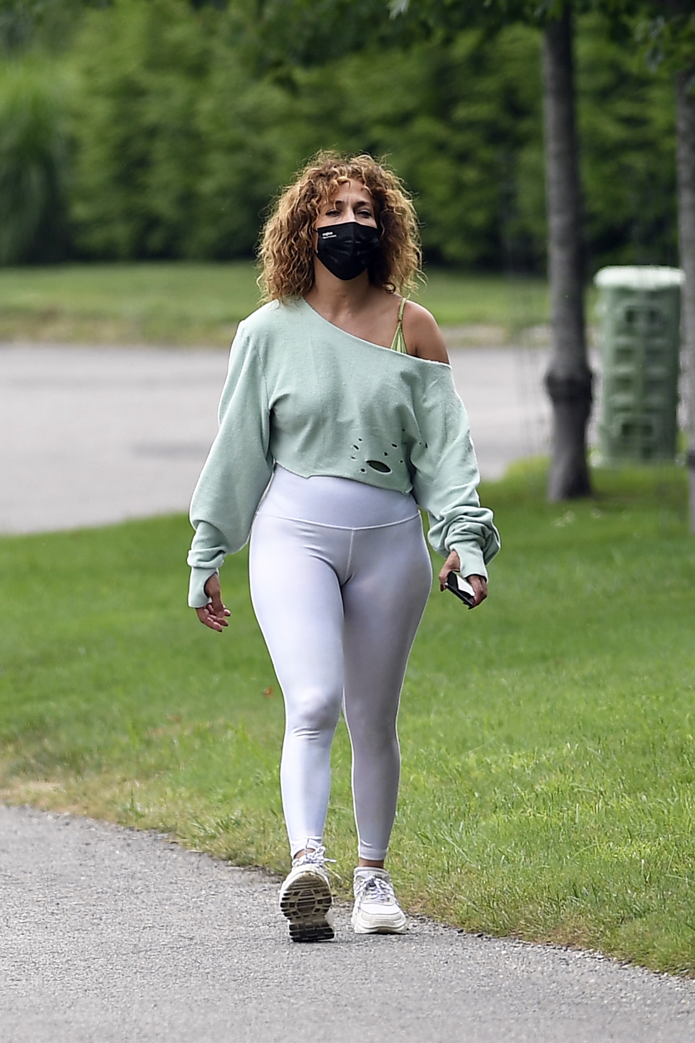 Jennifer Lopez walks dogs with kids Max and Emme in the Hamptons