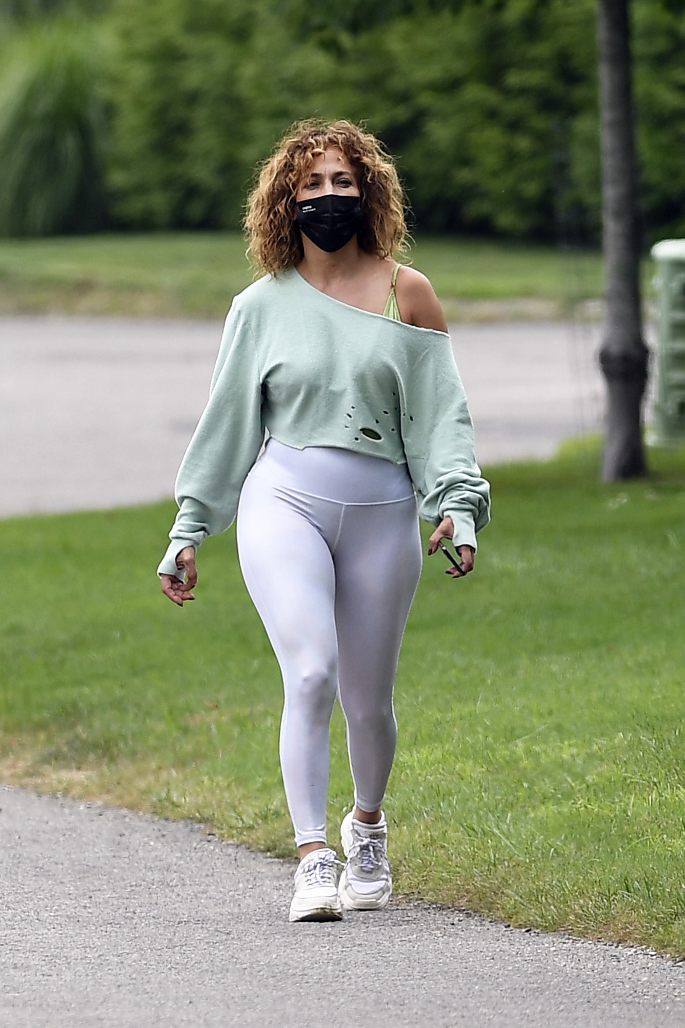 Jennifer Lopez walks dogs with kids Max and Emme in the Hamptons