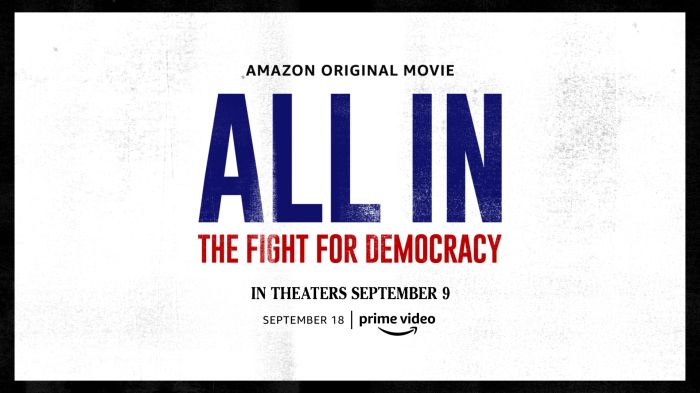 Key Art for Amazon Studios documentary "All In: The Fight For Democracy" featuring Stacey Abrams