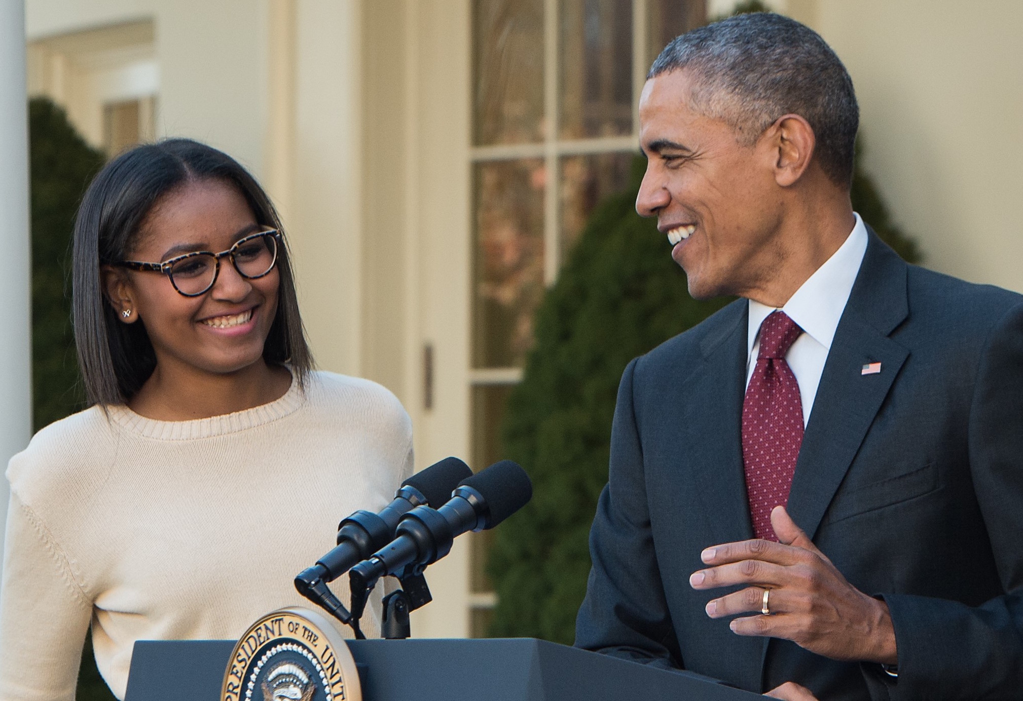 Sasha Obama and Barack Obama