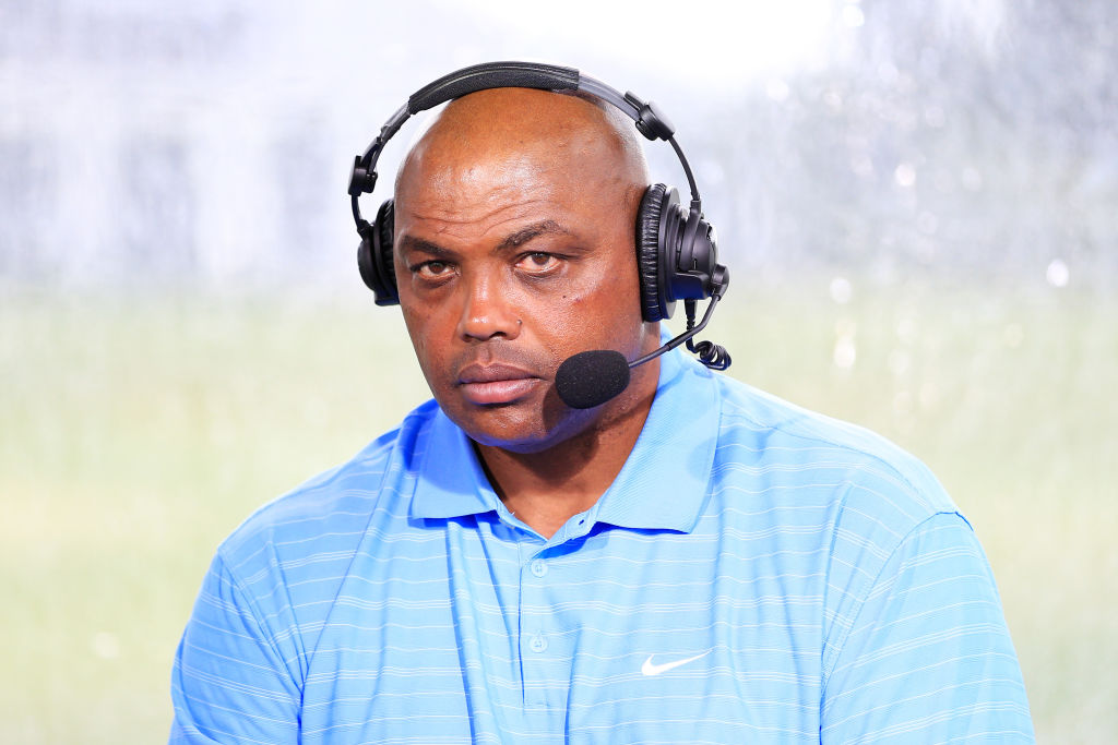 Charles Barkley commentates from the booth during The Match: Champions For Charity