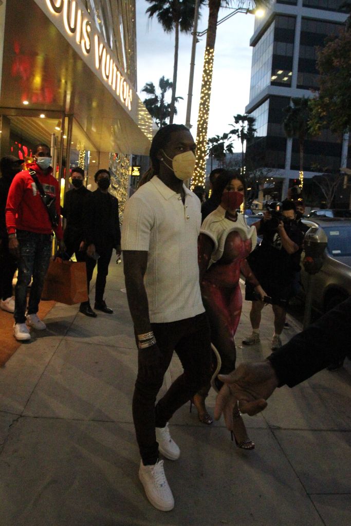 Cardi B and Offset shop in Beverly Hills at Louis Vuitton and Bottega Veneta