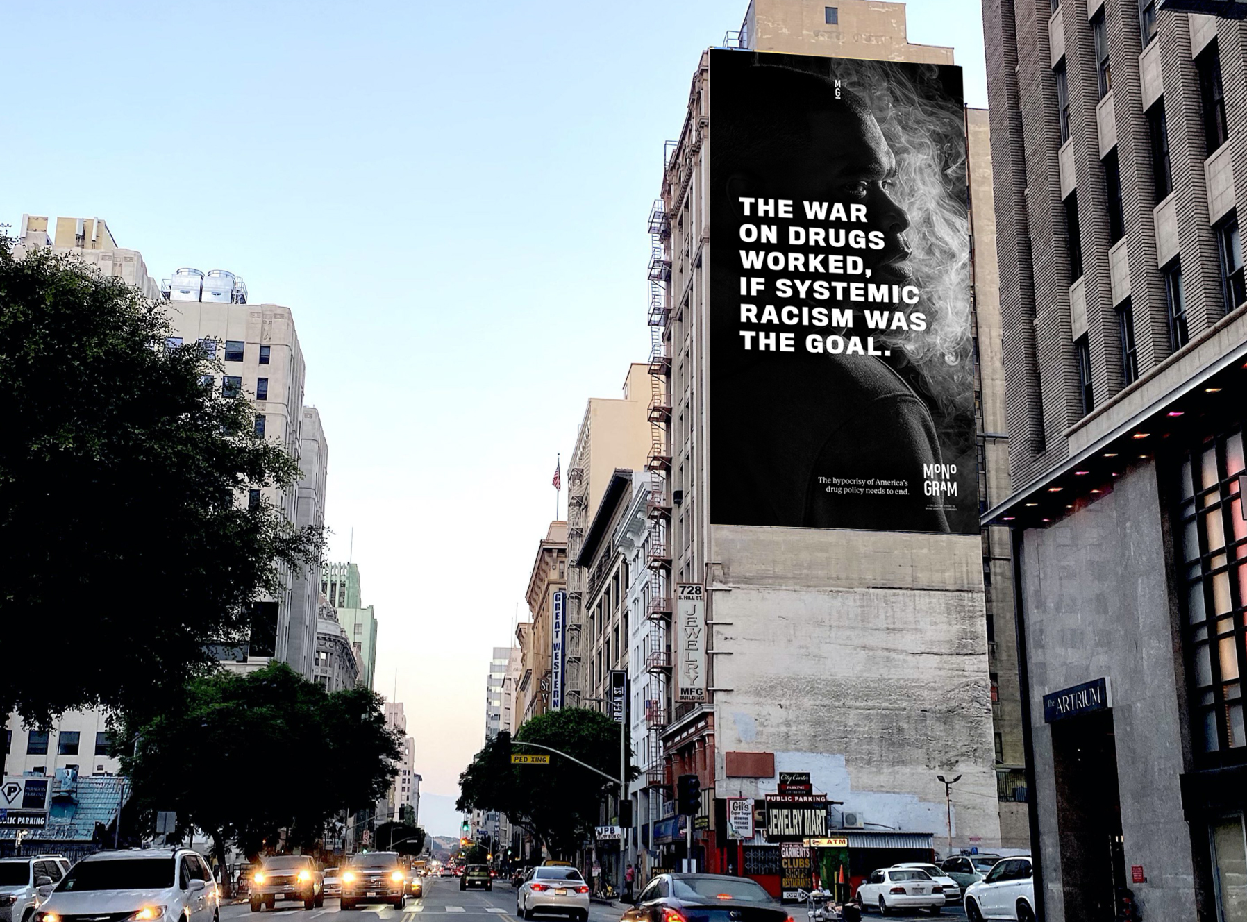 Monogram headline billboard