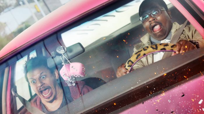 Key art for Bad Trip starring Eric Andre, Tiffany Haddish and Lil Rel Howery