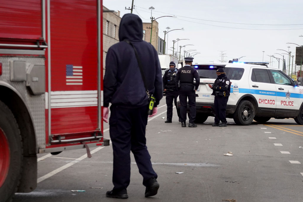 Police At Crime Scene On Chicago's South Side