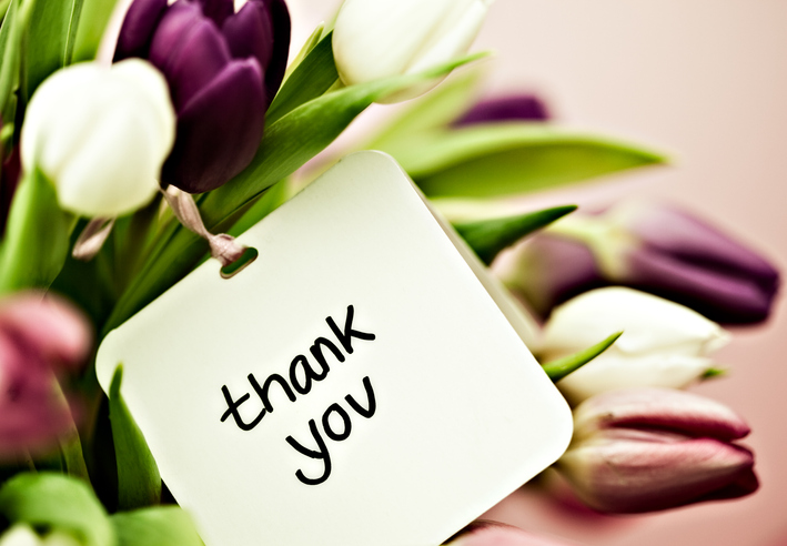 Tulips with Thank You Card