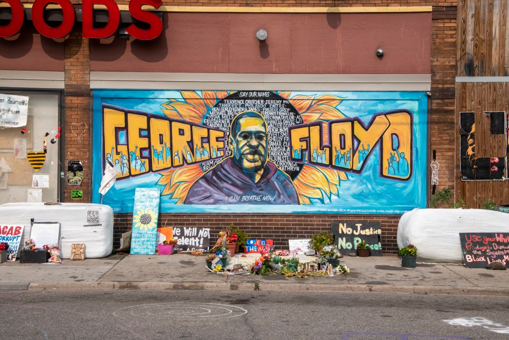 Minneapolis, Minnesota, George Floyd memorial at 38th and Chicago who was killed by police.