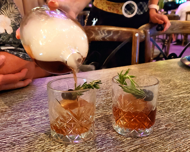 Smoky Manhattan cocktails in Las Vegas bar