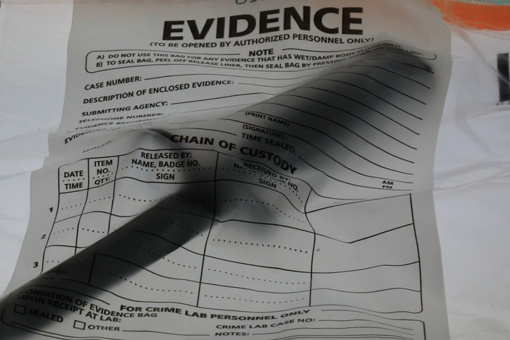 Knife recovered from a crime scene for evidence