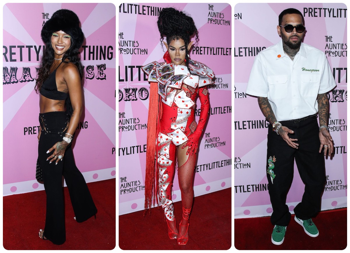Karrueche Tran and Chris Brown attend the PrettyLittleThing Madhouse hosted by Teyana Taylor