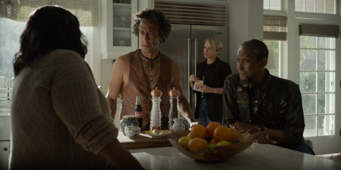 Truth Be Told episodic still featuring Ron Cephas Jones, Octavia Spencer, Andre Royo and Katherine LaNasa