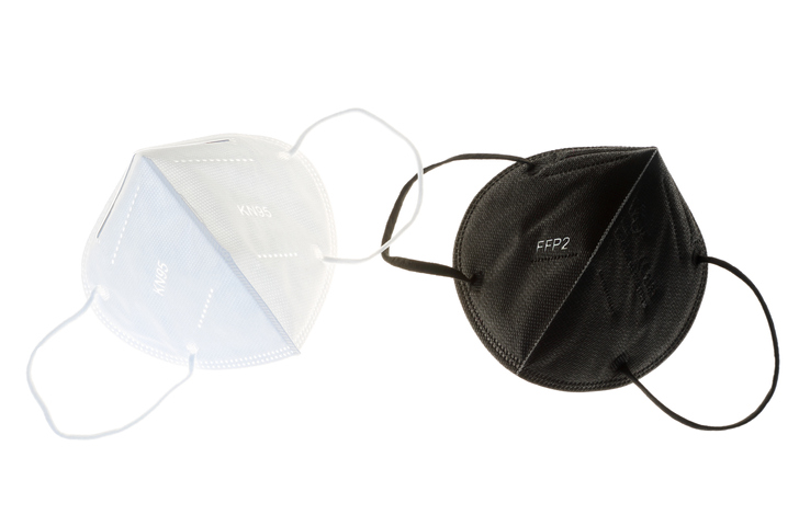 White & black FFP2/N95/KN95 face masks for protection.