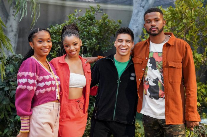 Episodic stills from "grown-ish" featuring Jordan Buhat, Chloe Bailey, Yara Shahidi and Trevor Jackson