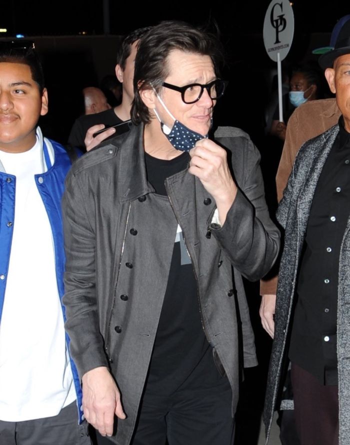 Jim Carrey exits SoFi Stadium following Rams 2022 Super Bowl win