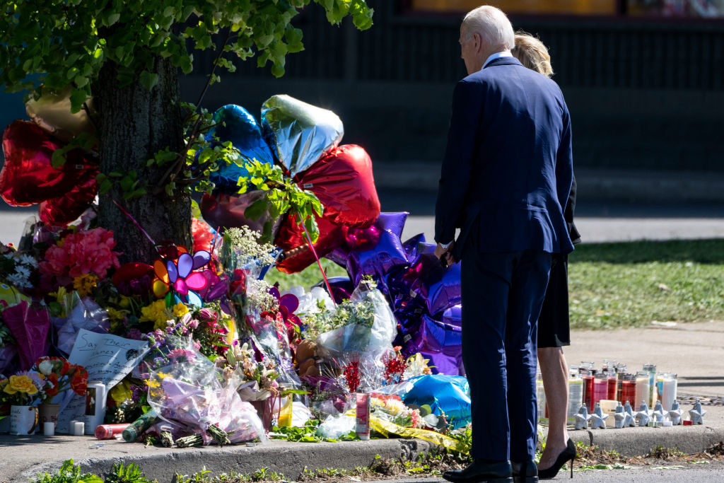 President Biden visits site of Mass Shooting in Buffalo New York that left 10 Dead