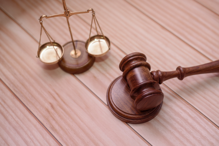 Justice Scales and wooden gavel