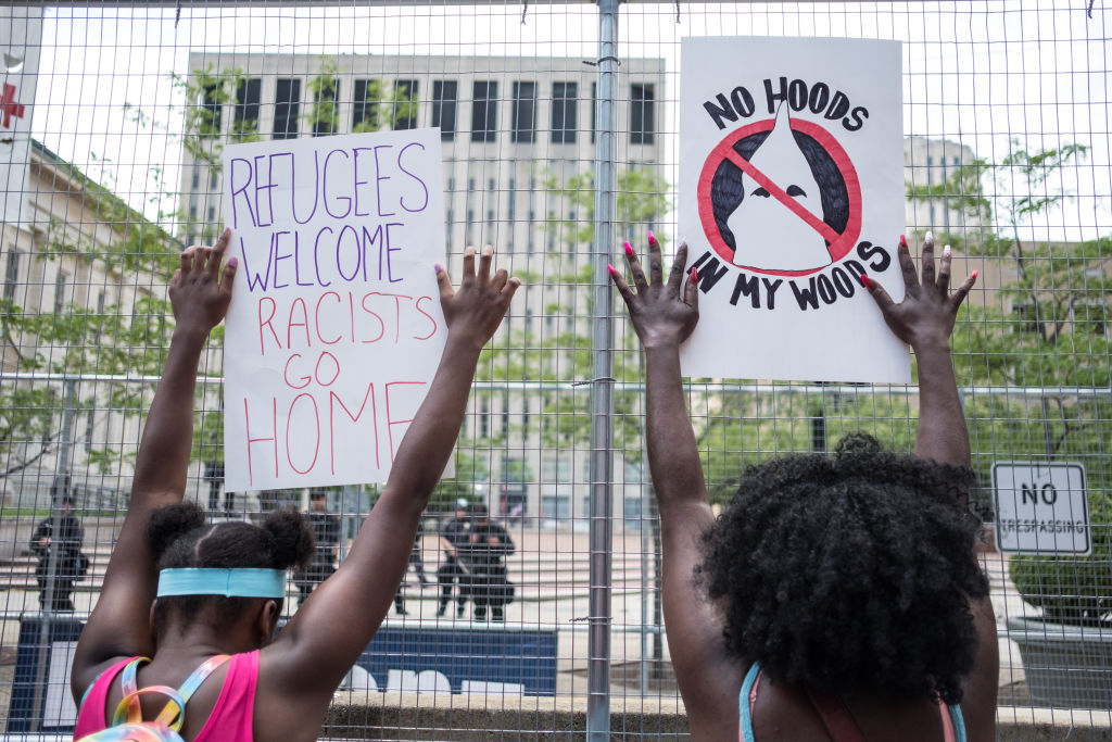 Anti-racist protest signs
