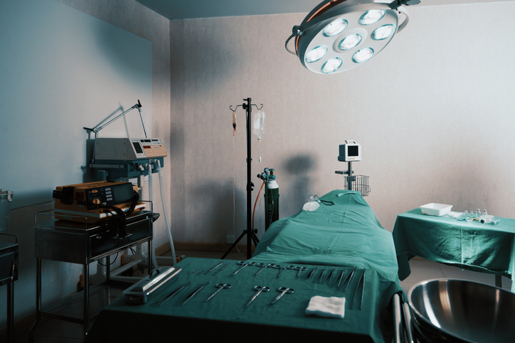 Sterile operation room in hospital display sets of medical surgical equipments.
