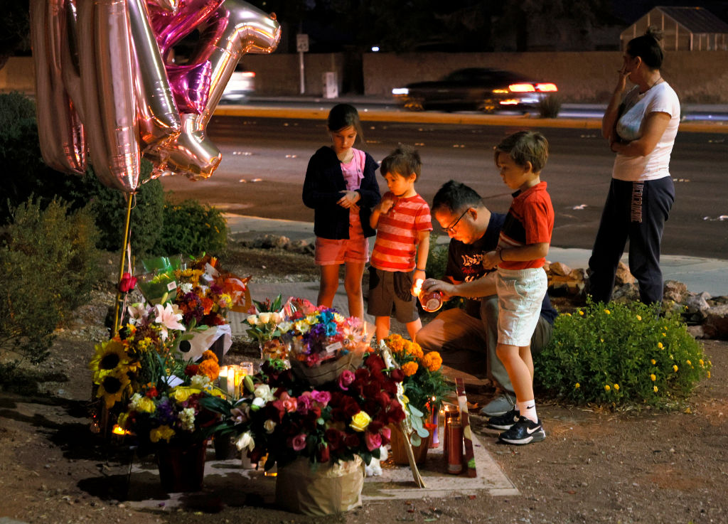Roadside Memorial For Tina Tintor, Victim Of A Car Crash Involving Henry Ruggs III
