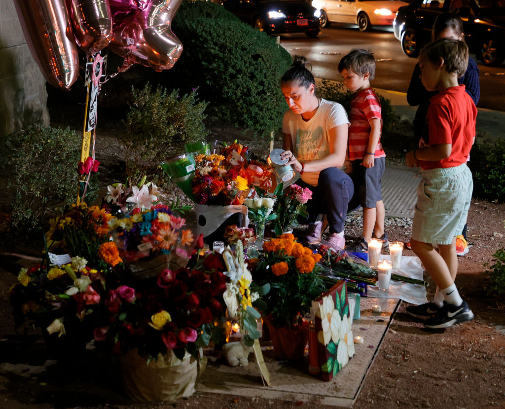 Roadside Memorial For Tina Tintor, Victim Of A Car Crash Involving Henry Ruggs III