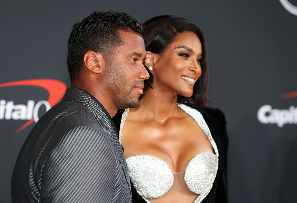 Russell Wilson and Ciara at The 2022 ESPYS held at the Dolby Theatre on July 20, 2022 in Los Angeles, California, USA. Photo by Christopher Polk/Variety
