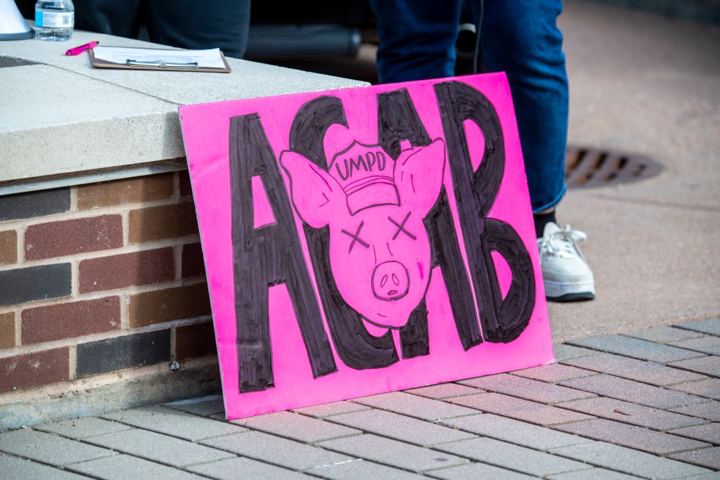 Minneapolis, Minnesota. University of Minnesota students gathered at the UMPD station to end the deployment of UMPD to quell protesters in Brooklyn Center.