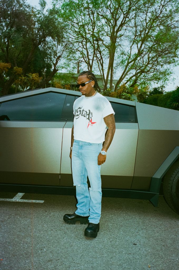 Rapper Gunna wears his boohooMAN collab 'P By Gunna'