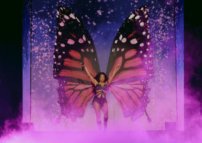 Megan Thee Stallion performs during the Hot Girl Summer Tour at Crypto.com Arena in Los Angeles