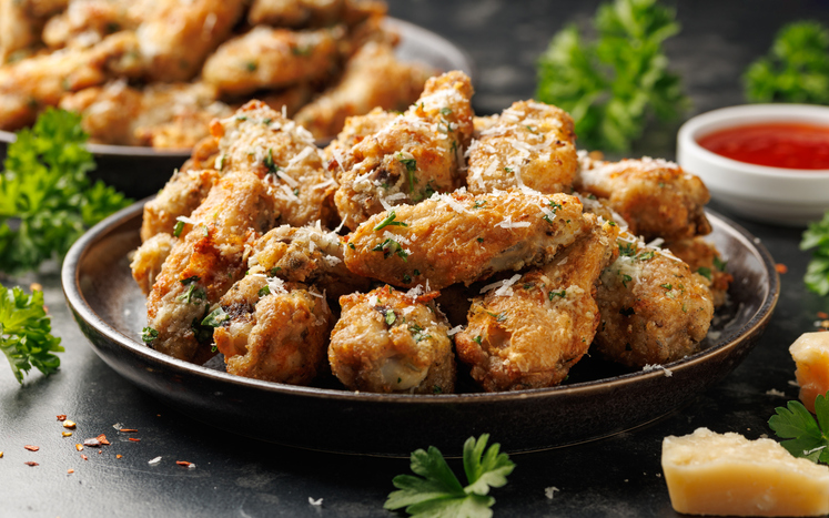 Homemade Garlic Parmesan Chicken Wings in a plate
